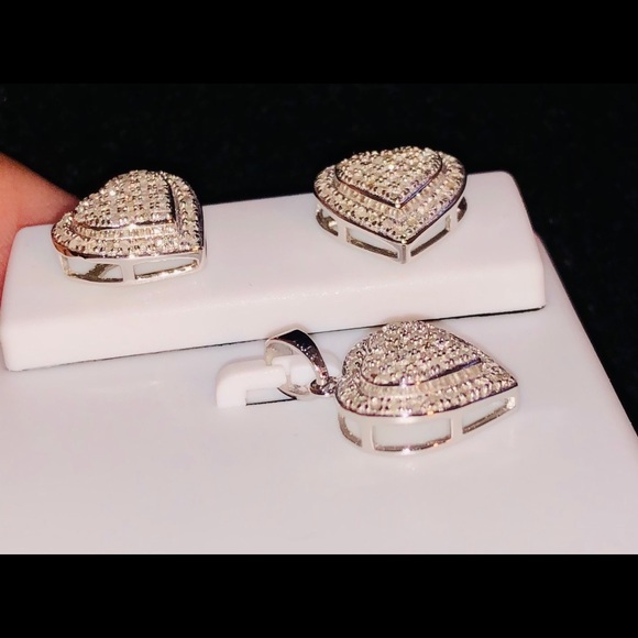 .40ct REAL diamond heart pendant earring set SALE! - Picture 4 of 5